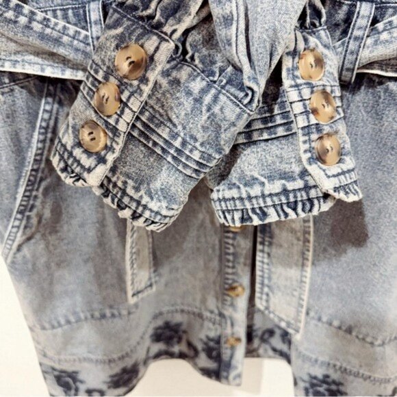 NWT Jacquie the Label Elodie Cotton Embroidered Denim Mini Shirt Dress - Picture 4 of 10